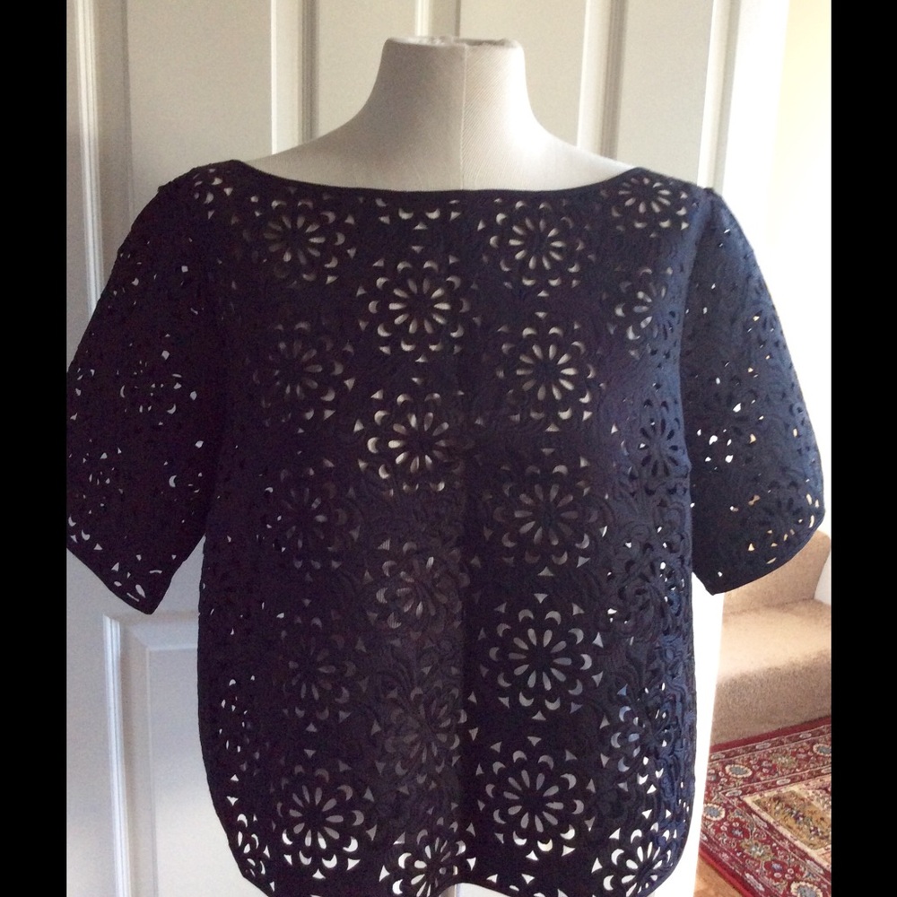 Banana Republic Black Lacer cut Blouse Size XL